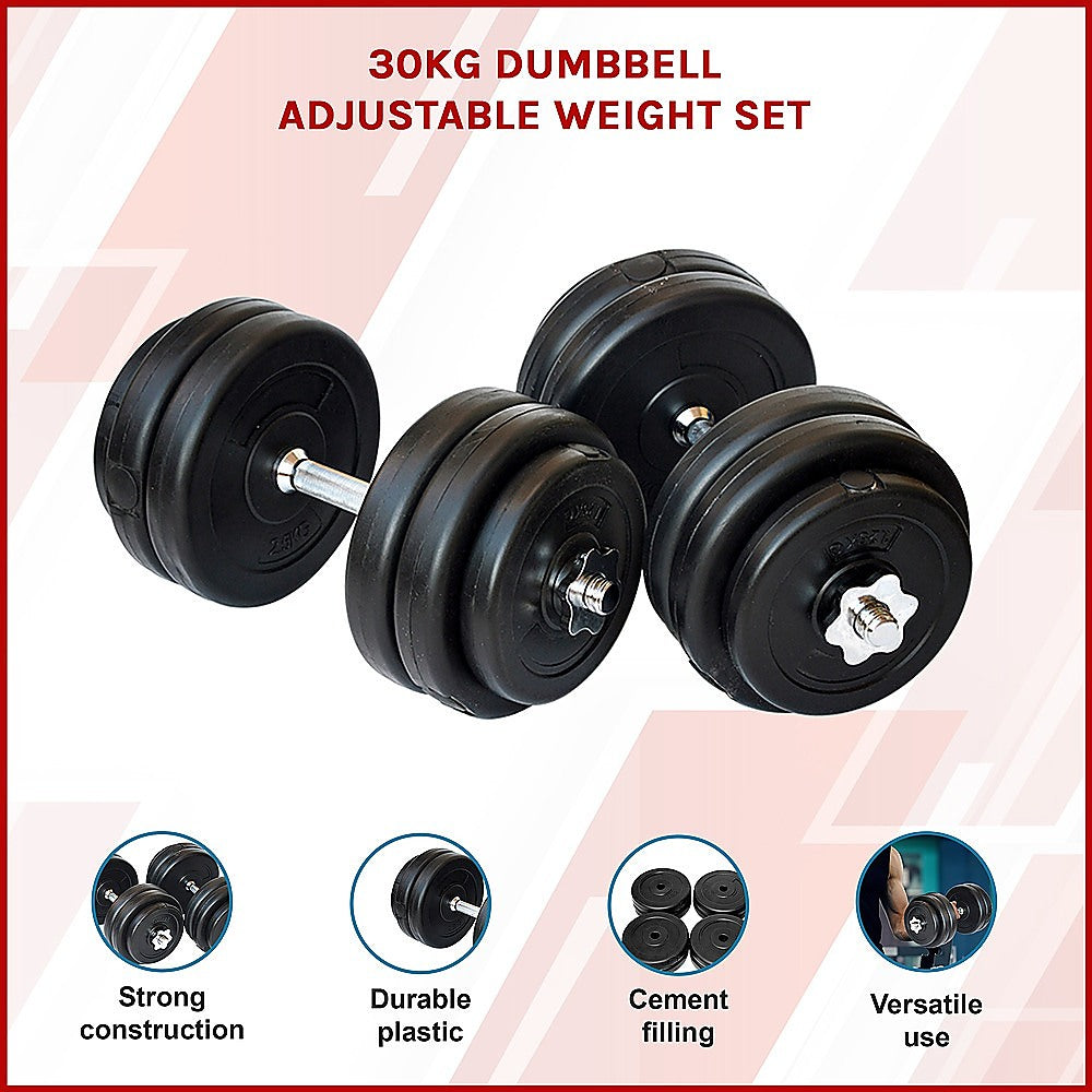 Weightlifting Machines & Racks: 30KG Dumbbell Adjustable Weight Set