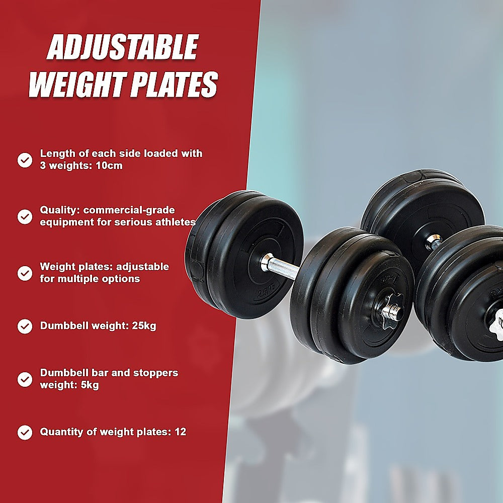 Weightlifting Machines & Racks: 30KG Dumbbell Adjustable Weight Set