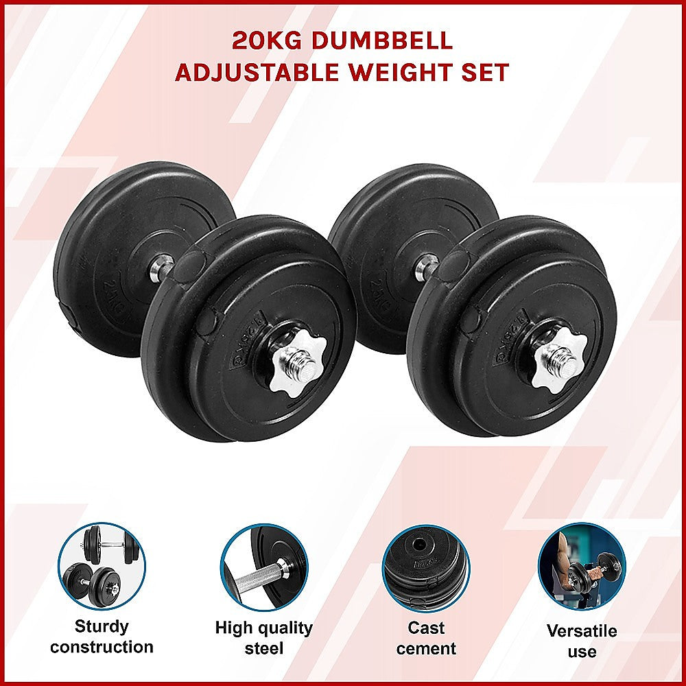 Weightlifting Machines & Racks: 20KG Dumbbell Adjustable Weight Set