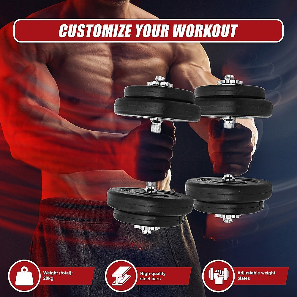 Weightlifting Machines & Racks: 20KG Dumbbell Adjustable Weight Set