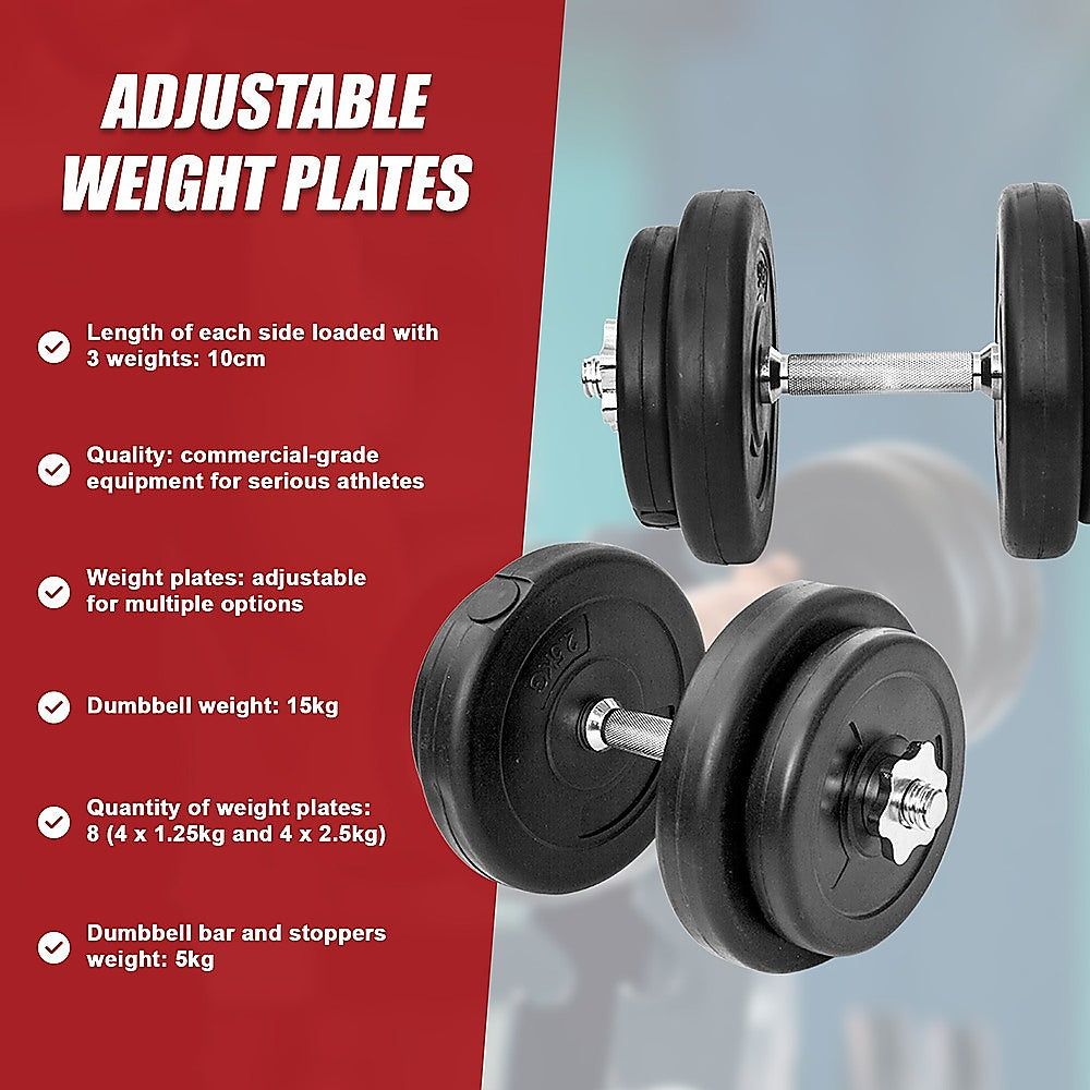 Weightlifting Machines & Racks: 20KG Dumbbell Adjustable Weight Set