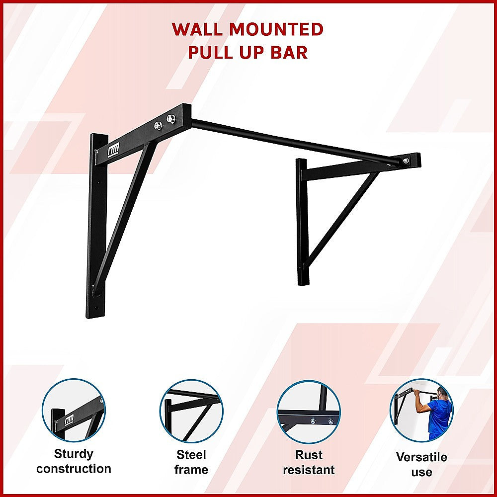 Gym Equipment & Accessories: Wall Mounted Pull Up Bar  Heavy Duty Chin Up Station for Home Upper Body Training