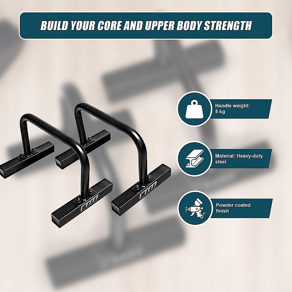 Gym Equipment & Accessories: Steel Parallette Bars for Push Ups, Dips & Calisthenics Home Strength Training