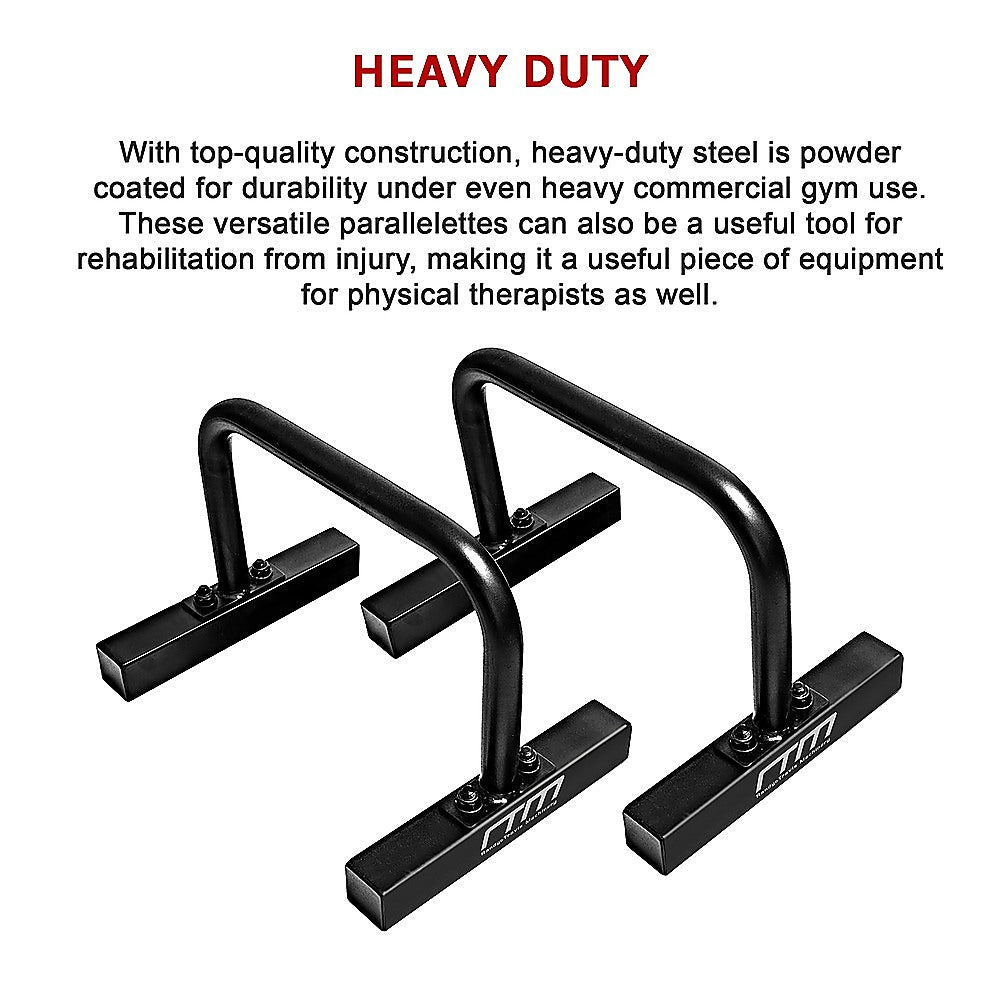 Gym Equipment & Accessories: Steel Parallette Bars for Push Ups, Dips & Calisthenics Home Strength Training