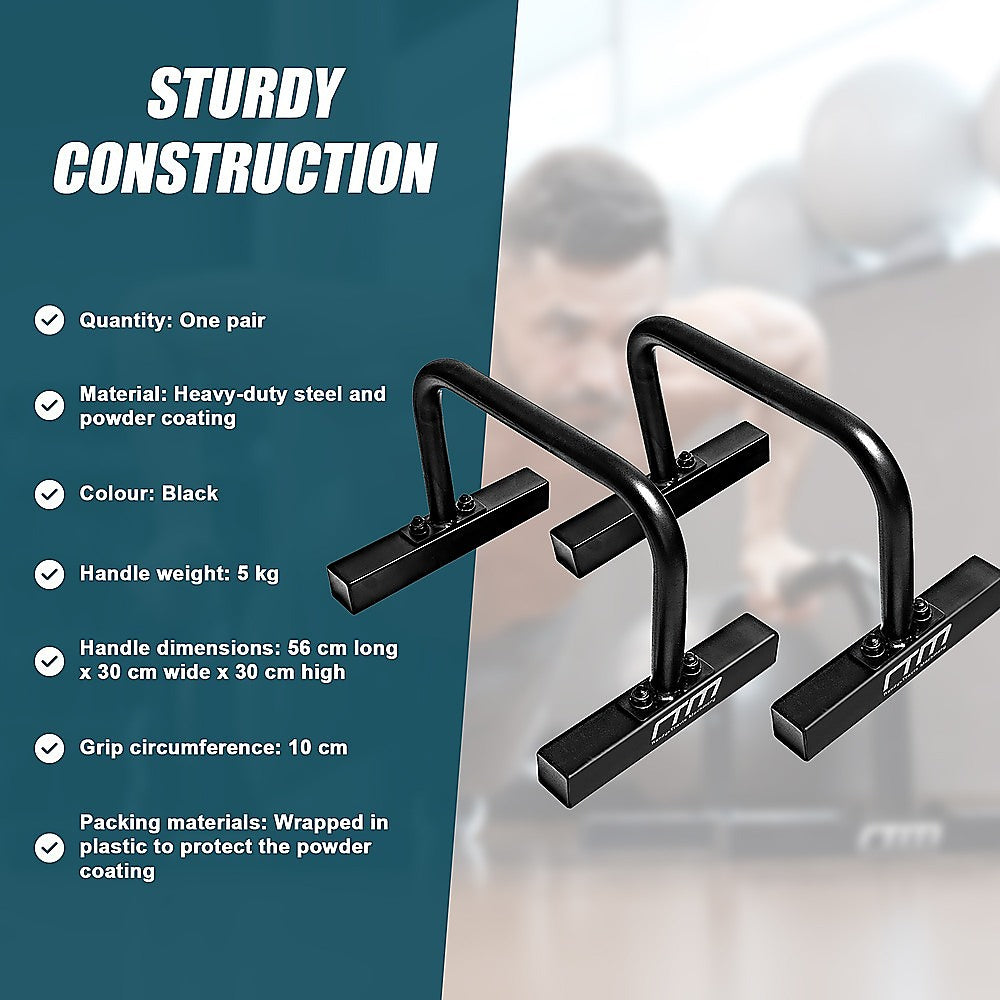 Gym Equipment & Accessories: Steel Parallette Bars for Push Ups, Dips & Calisthenics Home Strength Training