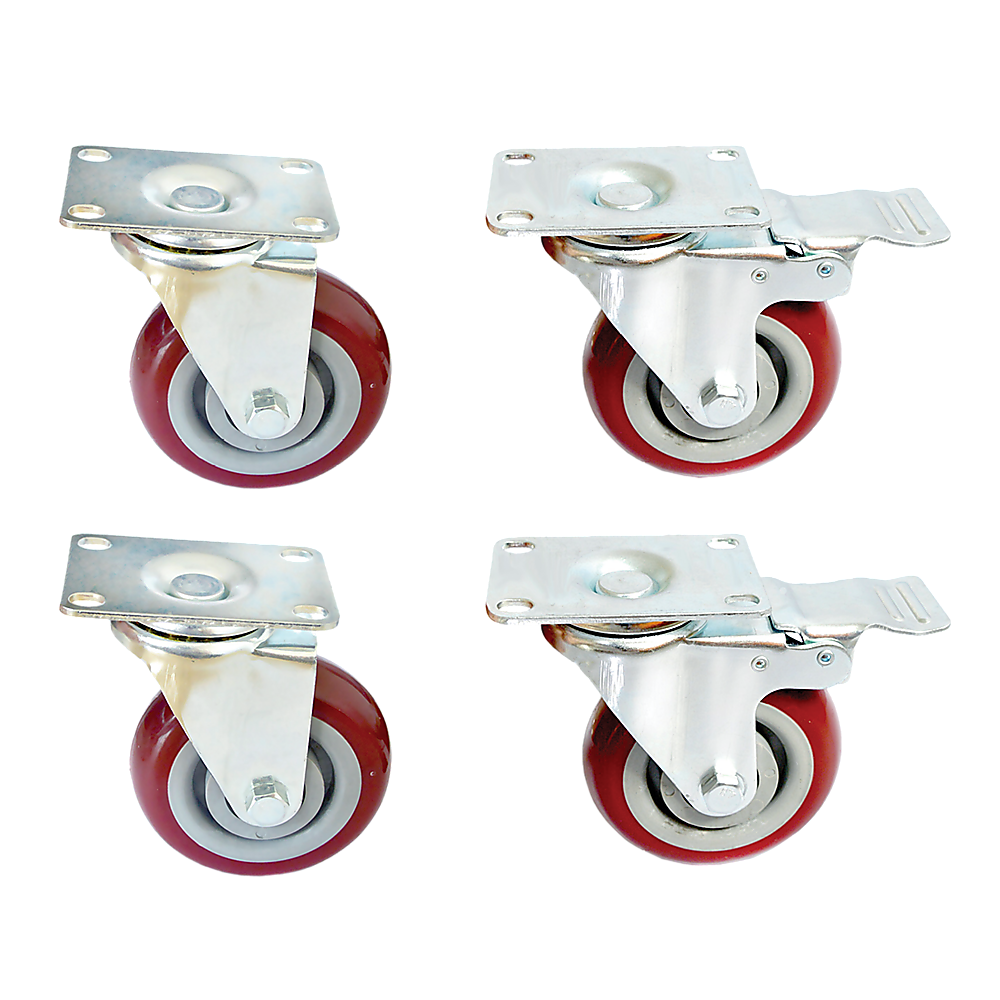 Ladders & Scaffolding: 4 x 4" Heavy Duty PU Swivel Castor Wheels With Brake