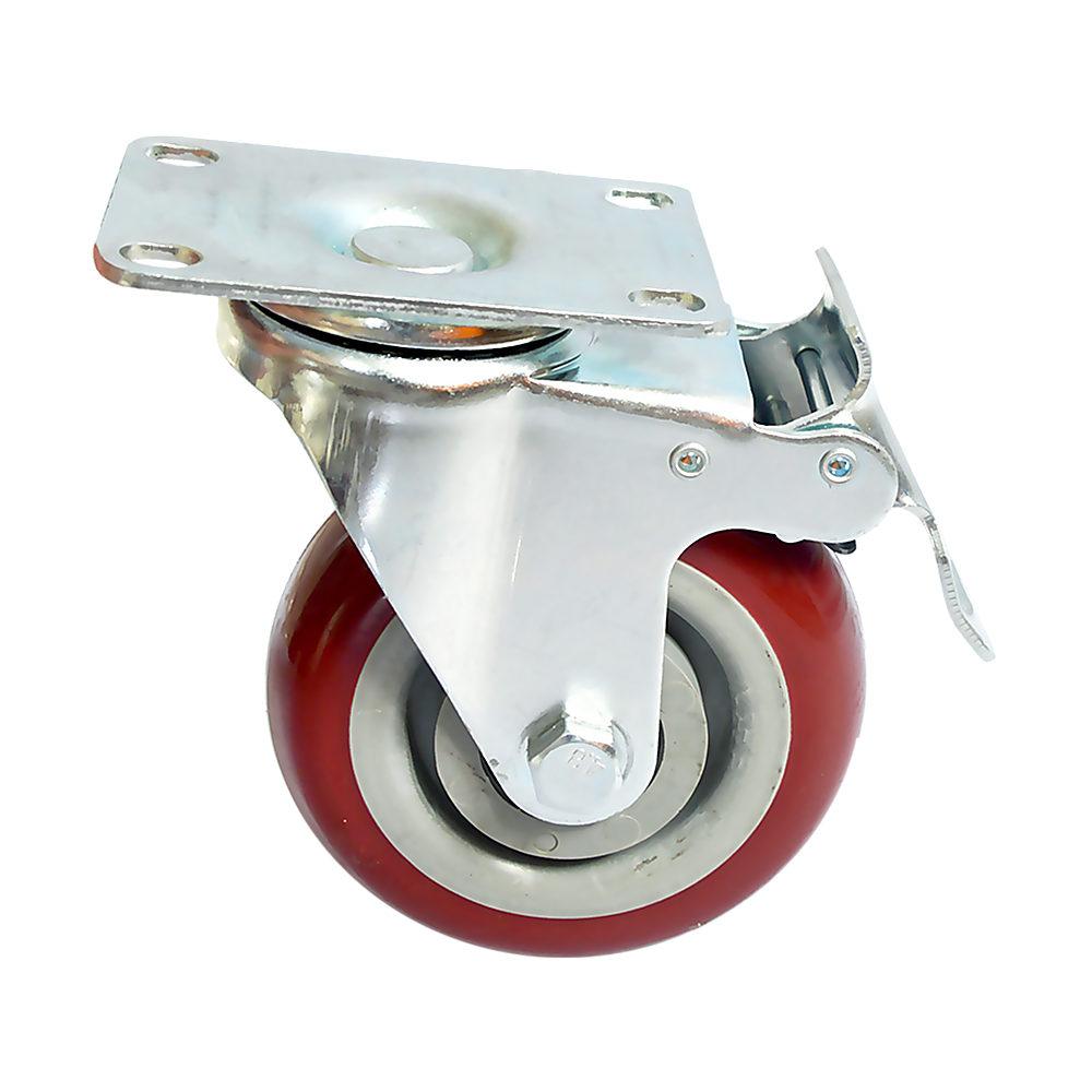 Ladders & Scaffolding: 4 x 4" Heavy Duty PU Swivel Castor Wheels With Brake