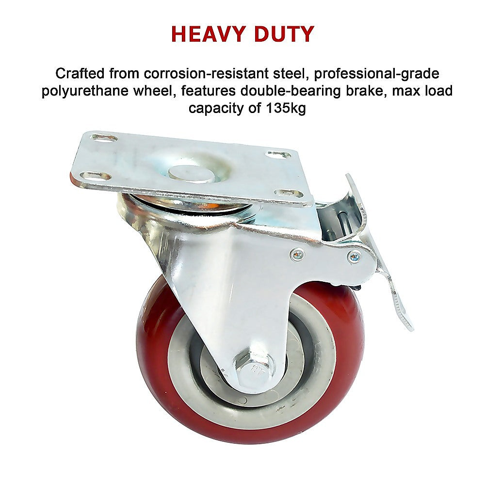 Ladders & Scaffolding: 4 x 4" Heavy Duty PU Swivel Castor Wheels With Brake