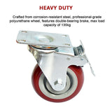 Ladders & Scaffolding: 4 x 4" Heavy Duty PU Swivel Castor Wheels With Brake