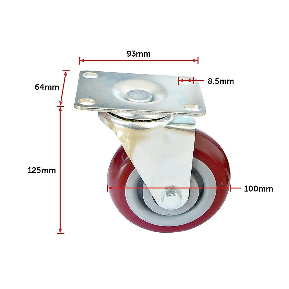 Ladders & Scaffolding: 4 x 4" Heavy Duty PU Swivel Castor Wheels With Brake