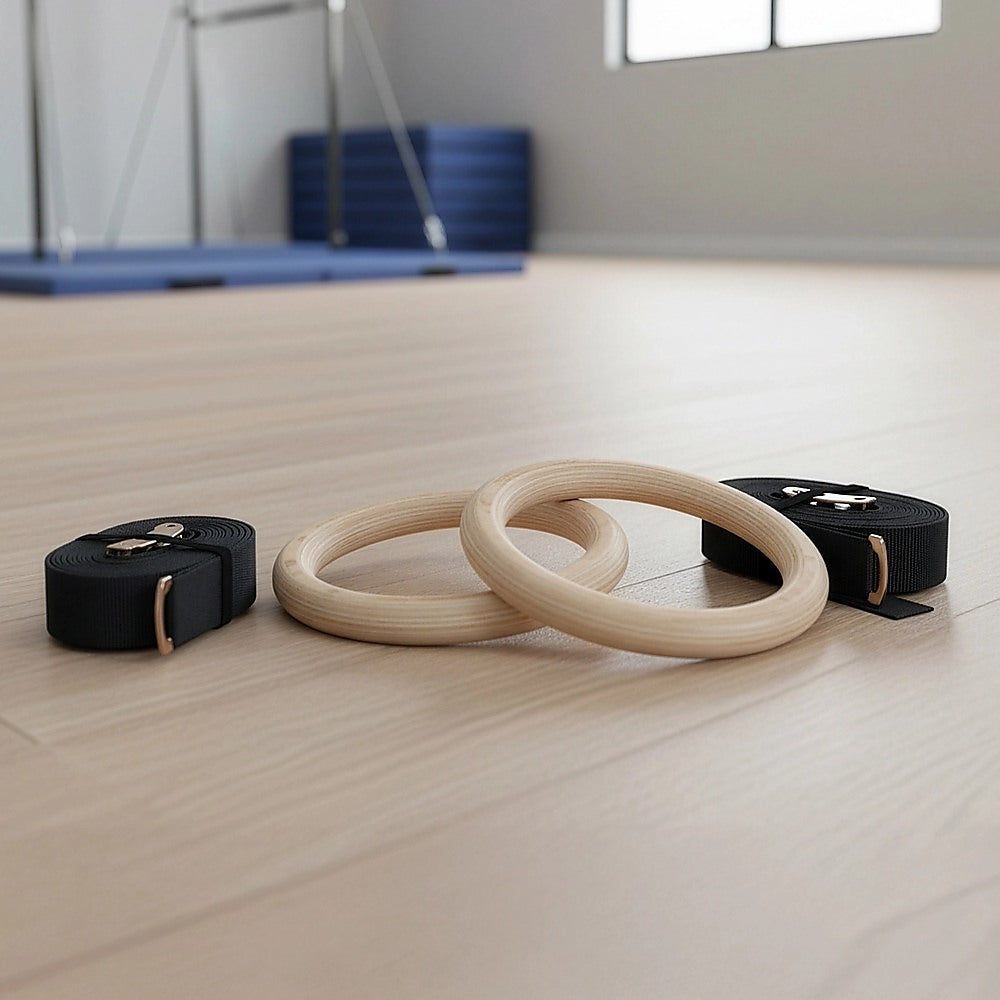 235mm Wooden Gymnastic Rings – Olympic Gym Strength Training & Fitness