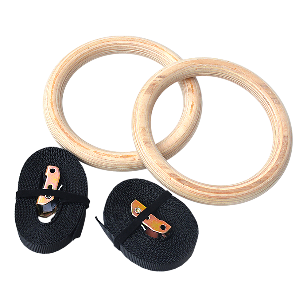 Gym Equipment & Accessories: 202mm Wooden Gymnastic Rings  Olympic Gym Strength Training & Fitness