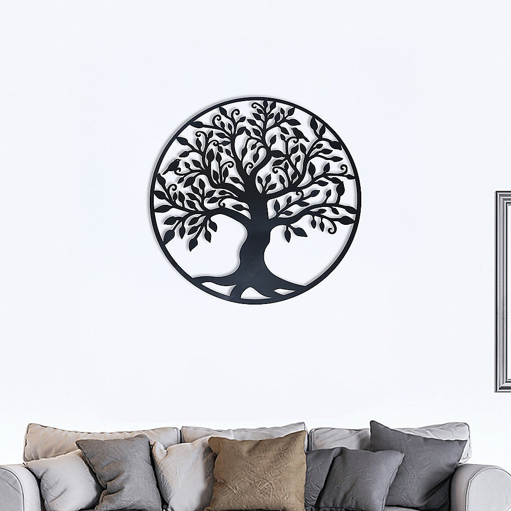 Garden Ornaments: Black Tree of Life Wall Art Hanging Metal Iron Sculpture Garden 60cm