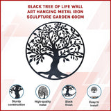 Garden Ornaments: Black Tree of Life Wall Art Hanging Metal Iron Sculpture Garden 60cm