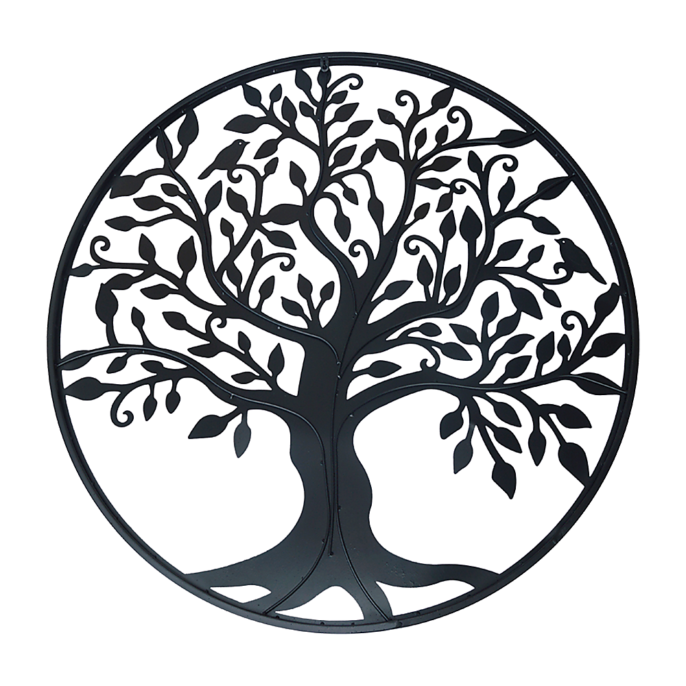 Garden Ornaments: Black Tree of Life Wall Art Hanging Metal Iron Sculpture Garden 60cm
