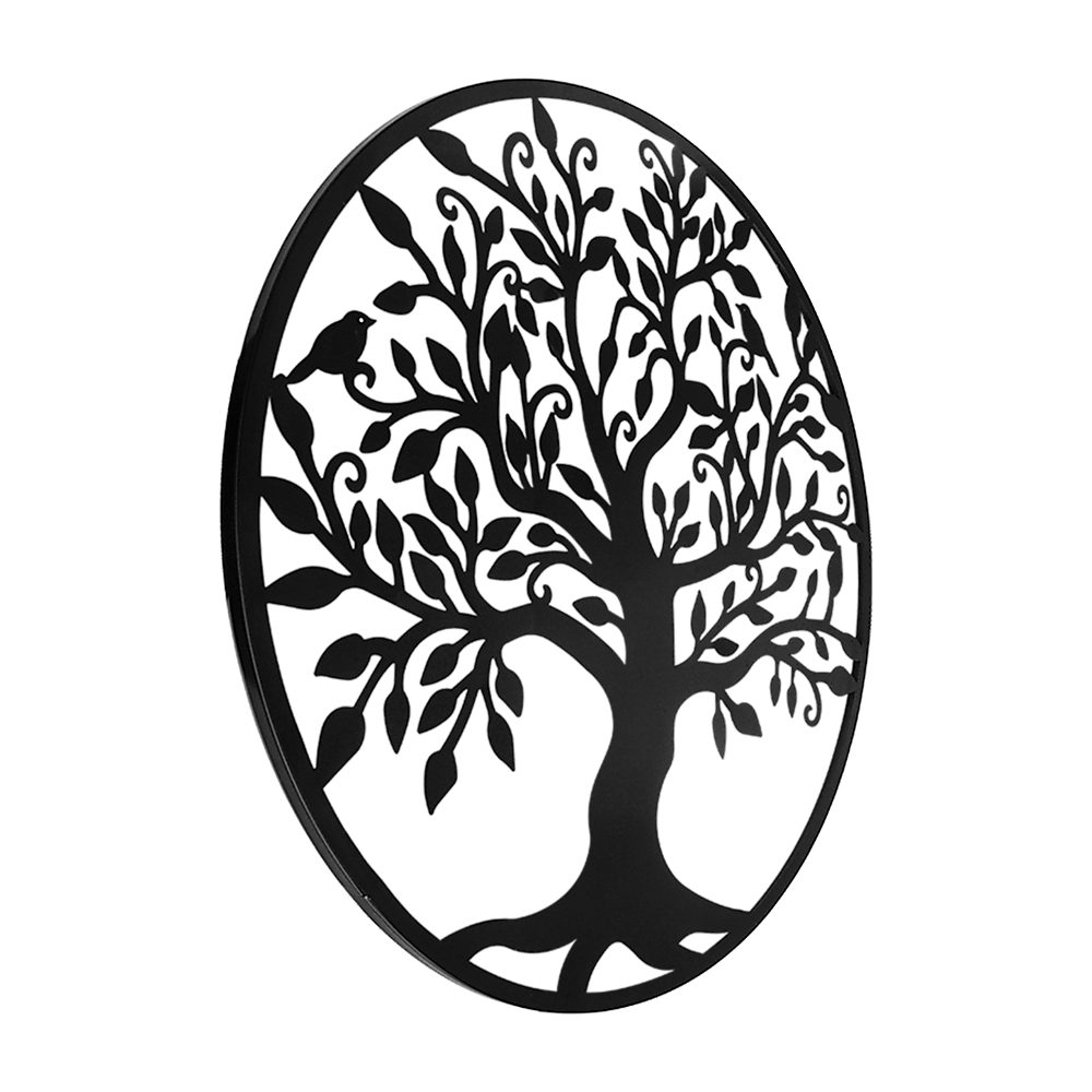 Garden Ornaments: Black Tree of Life Wall Art Hanging Metal Iron Sculpture Garden 60cm
