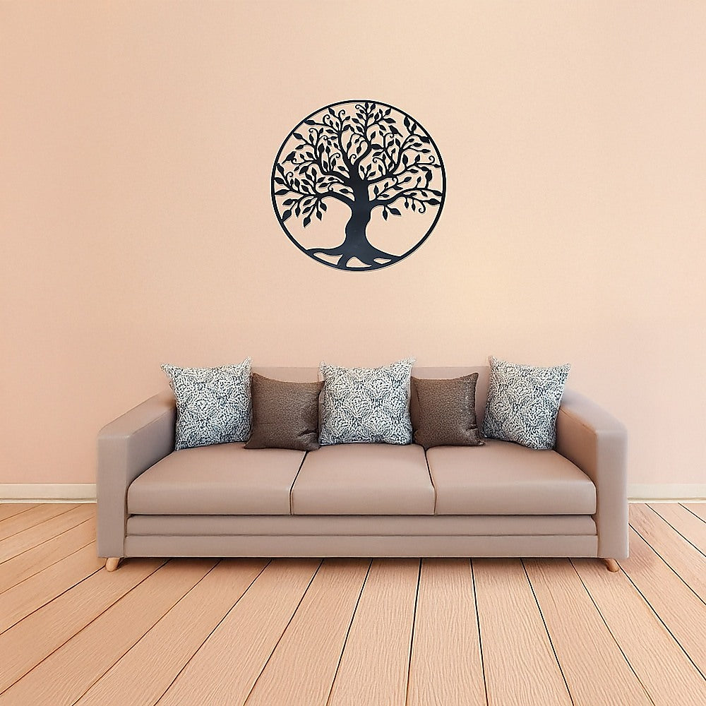 Garden Ornaments: Black Tree of Life Wall Art Hanging Metal Iron Sculpture Garden 60cm