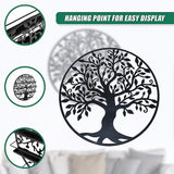 Garden Ornaments: Black Tree of Life Wall Art Hanging Metal Iron Sculpture Garden 60cm