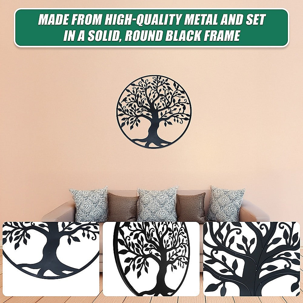 Garden Ornaments: Black Tree of Life Wall Art Hanging Metal Iron Sculpture Garden 60cm