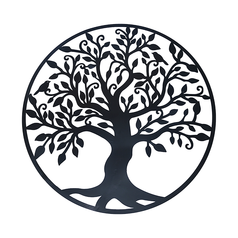 Garden Ornaments: Black Tree of Life Wall Art Hanging Metal Iron Sculpture Garden 99cm