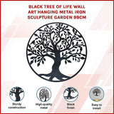 Garden Ornaments: Black Tree of Life Wall Art Hanging Metal Iron Sculpture Garden 99cm