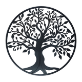 Garden Ornaments: Black Tree of Life Wall Art Hanging Metal Iron Sculpture Garden 99cm