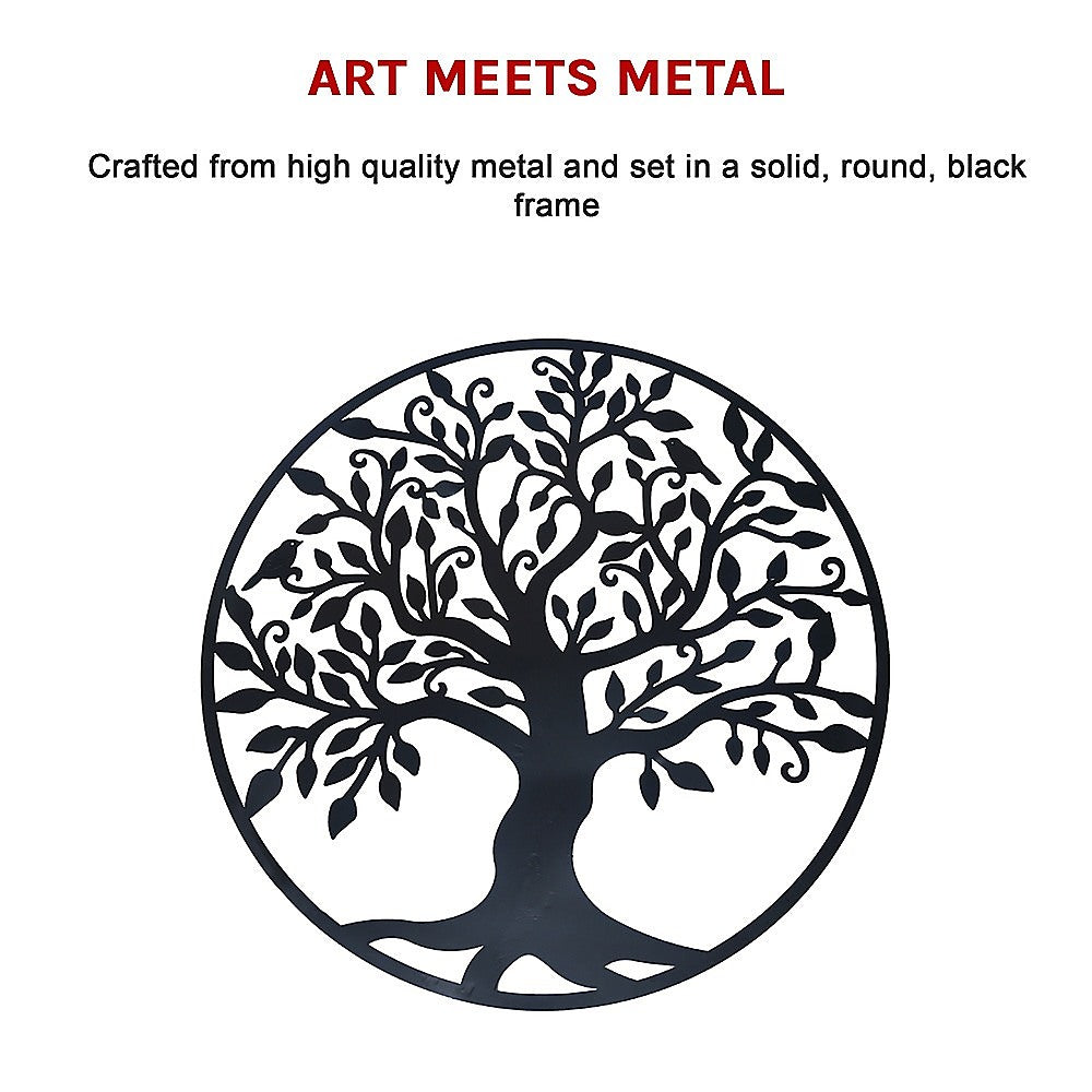 Garden Ornaments: Black Tree of Life Wall Art Hanging Metal Iron Sculpture Garden 99cm