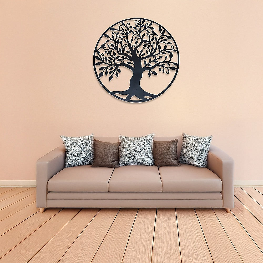 Garden Ornaments: Black Tree of Life Wall Art Hanging Metal Iron Sculpture Garden 99cm