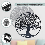 Garden Ornaments: Black Tree of Life Wall Art Hanging Metal Iron Sculpture Garden 99cm