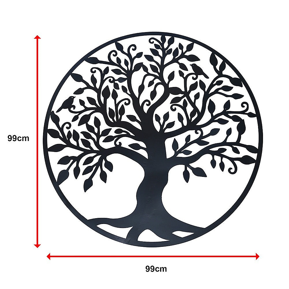 Garden Ornaments: Black Tree of Life Wall Art Hanging Metal Iron Sculpture Garden 99cm