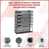 Filing & Organisation: Wall Mount 6 Pocket Hanging File Sorter Organizer Folder Holder Rack Storage