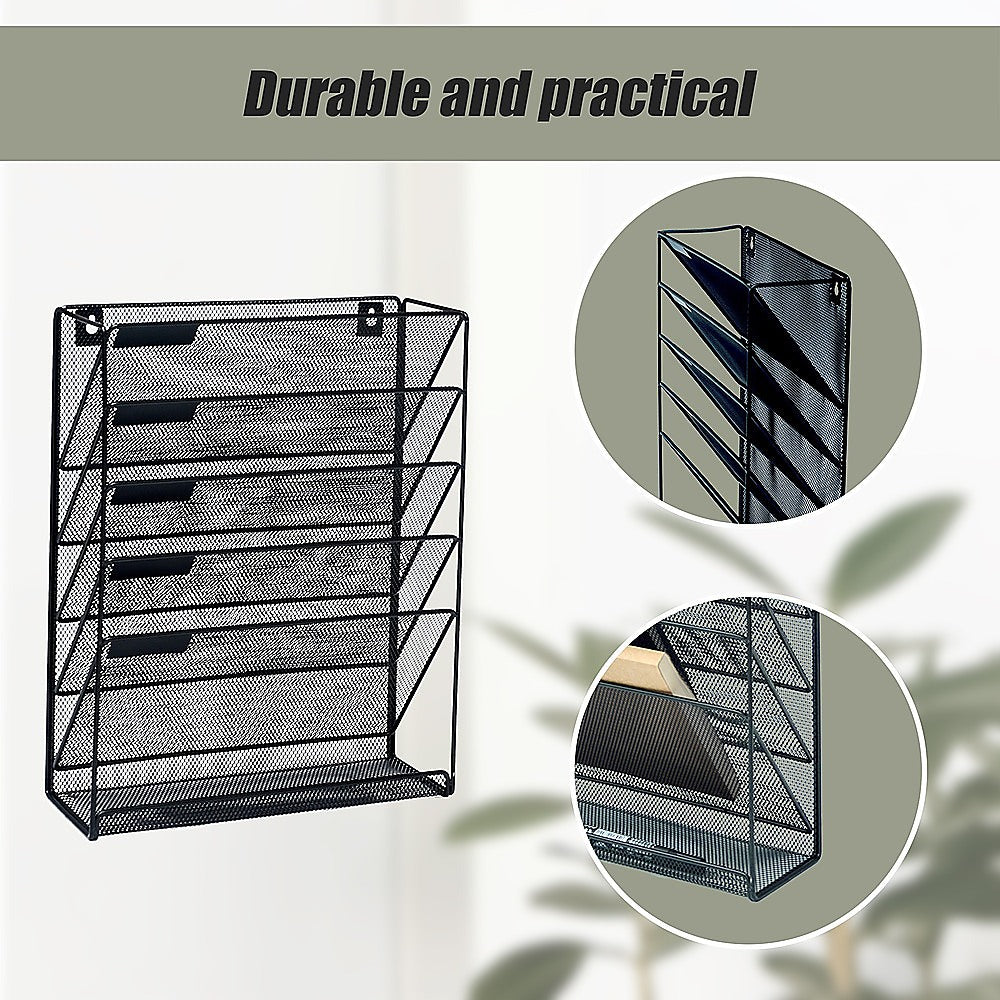 Filing & Organisation: Wall Mount 6 Pocket Hanging File Sorter Organizer Folder Holder Rack Storage