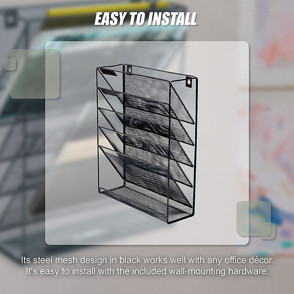 Filing & Organisation: Wall Mount 6 Pocket Hanging File Sorter Organizer Folder Holder Rack Storage