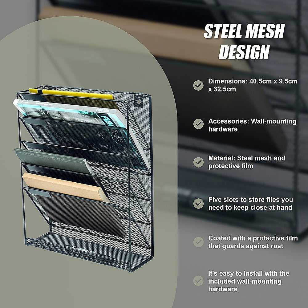 Filing & Organisation: Wall Mount 6 Pocket Hanging File Sorter Organizer Folder Holder Rack Storage