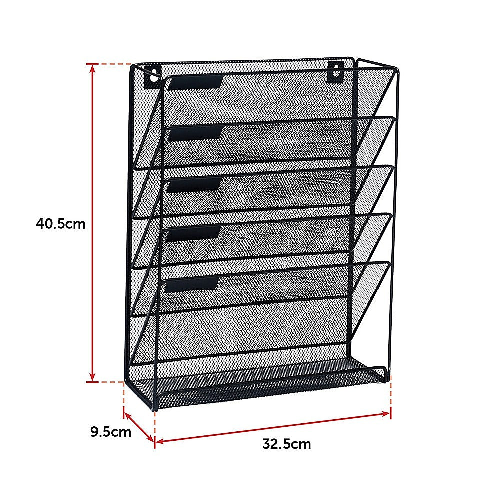 Filing & Organisation: Wall Mount 6 Pocket Hanging File Sorter Organizer Folder Holder Rack Storage