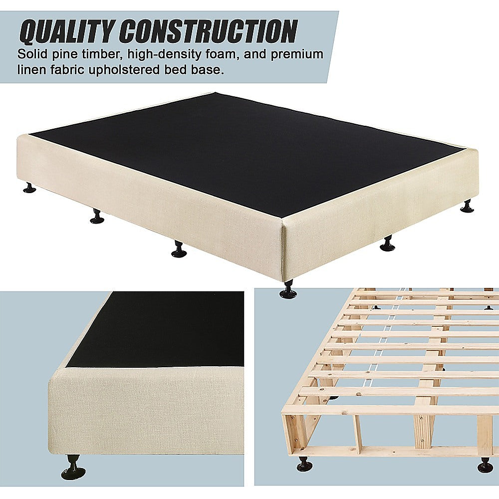 Beds & Bed Frames: Palermo Queen Ensemble Bed Base Platinum Natural Sand Linen Fabric