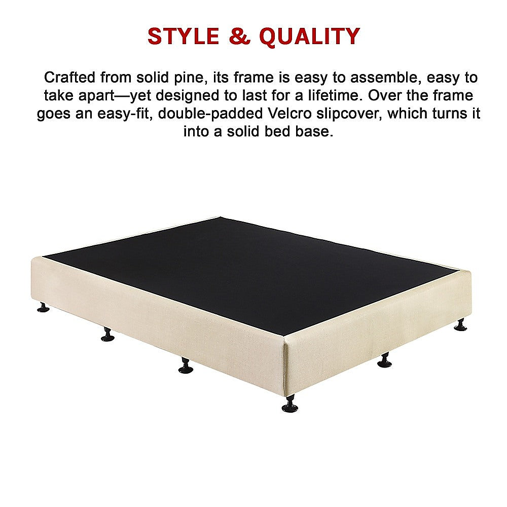 Beds & Bed Frames: Palermo Queen Ensemble Bed Base Platinum Natural Sand Linen Fabric