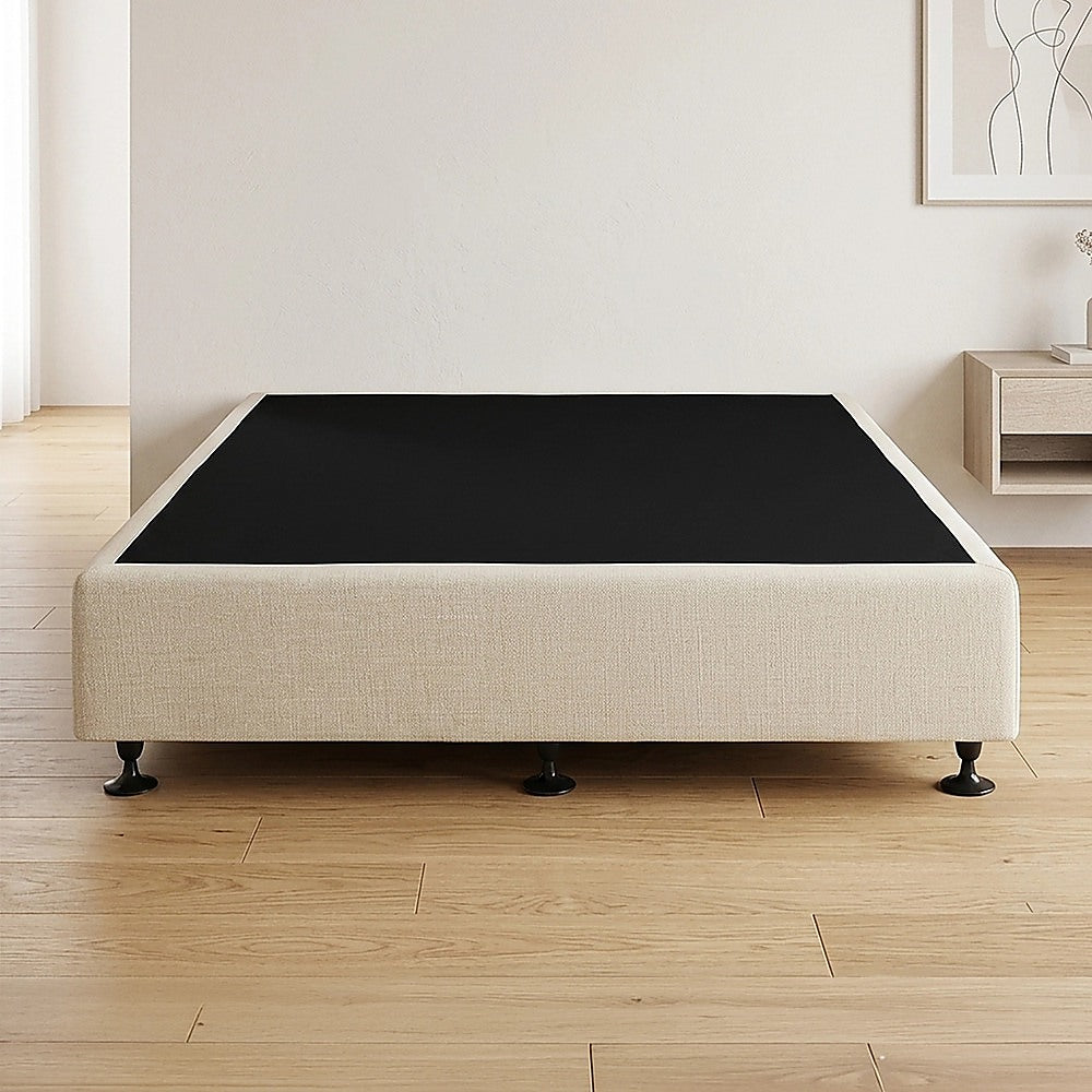 Beds & Bed Frames: Palermo Queen Ensemble Bed Base Platinum Natural Sand Linen Fabric