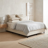 Beds & Bed Frames: Palermo Queen Ensemble Bed Base Platinum Natural Sand Linen Fabric