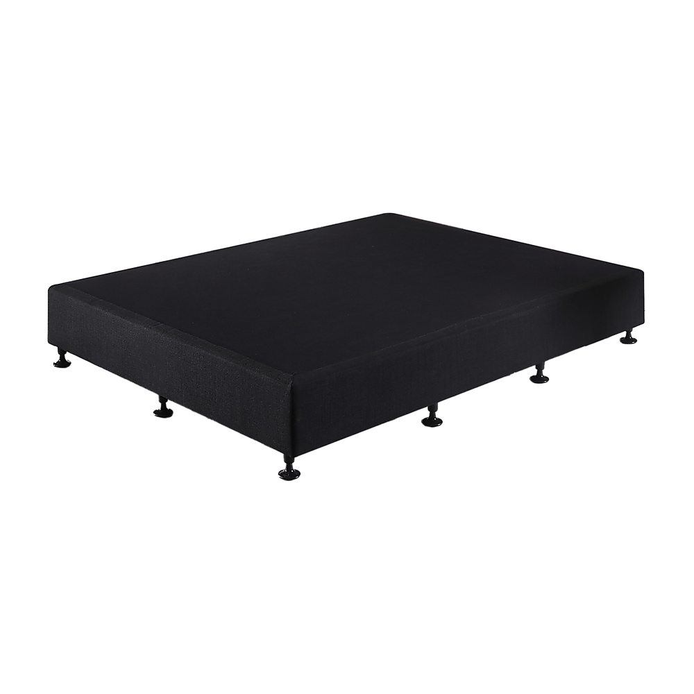 Beds & Bed Frames: Palermo Queen Ensemble Bed Base Midnight Black Linen Fabric