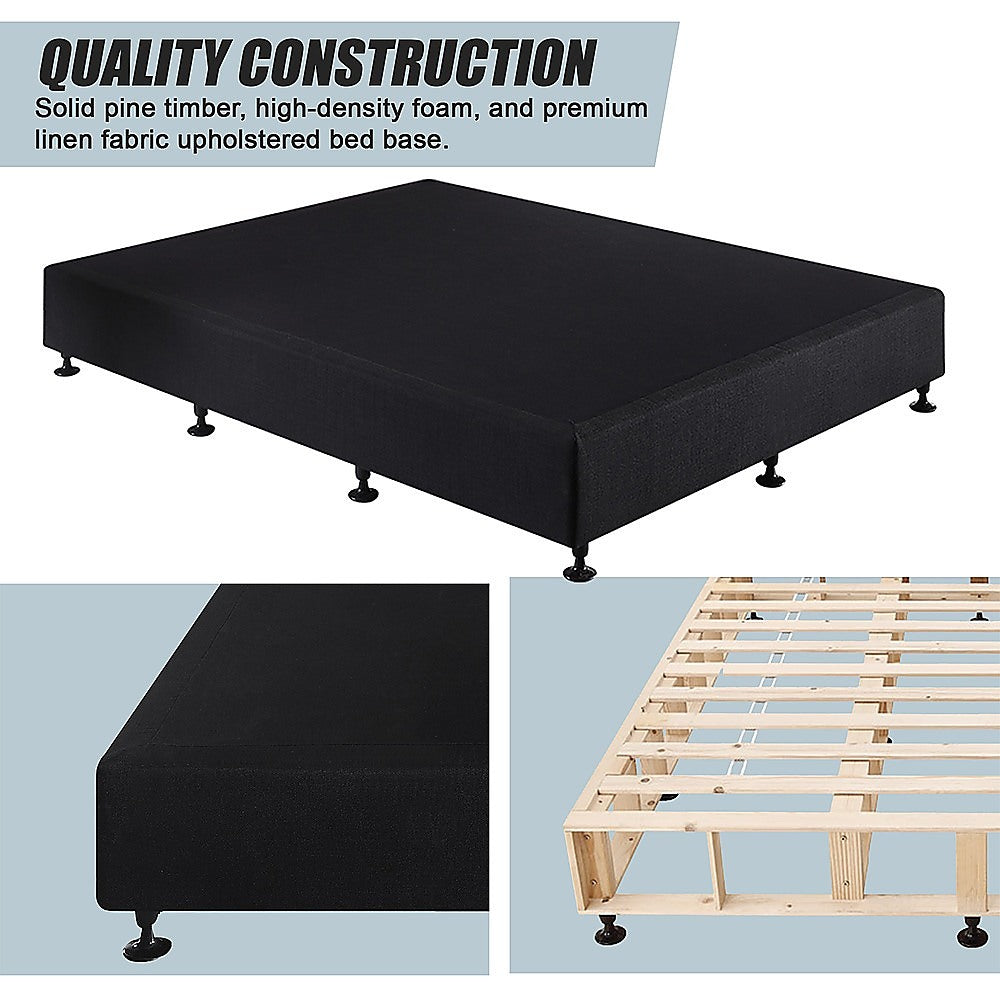 Beds & Bed Frames: Palermo Queen Ensemble Bed Base Midnight Black Linen Fabric