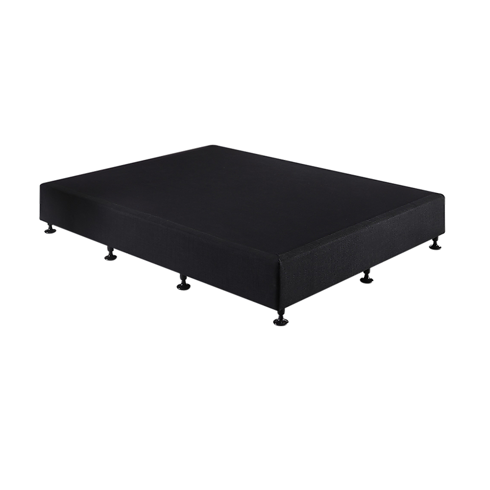 Beds & Bed Frames: Palermo Queen Ensemble Bed Base Midnight Black Linen Fabric