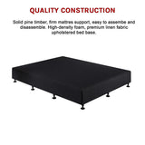 Beds & Bed Frames: Palermo Queen Ensemble Bed Base Midnight Black Linen Fabric