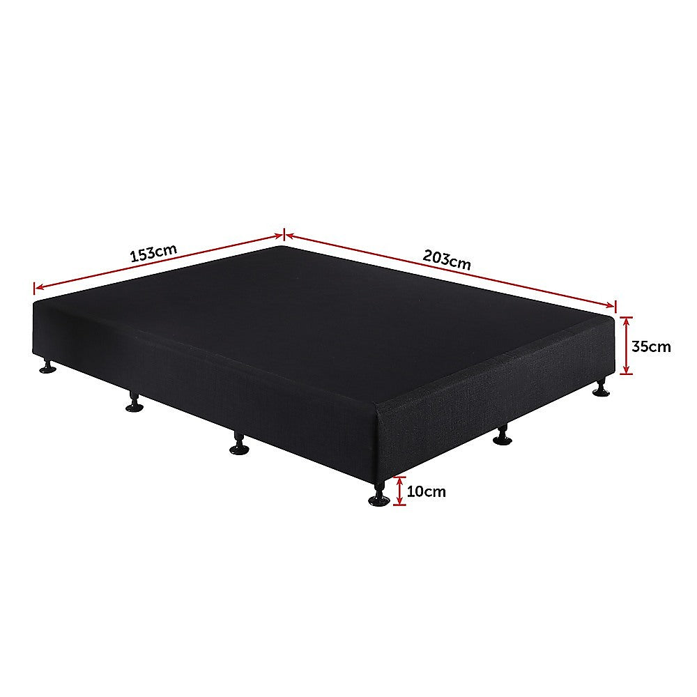 Beds & Bed Frames: Palermo Queen Ensemble Bed Base Midnight Black Linen Fabric