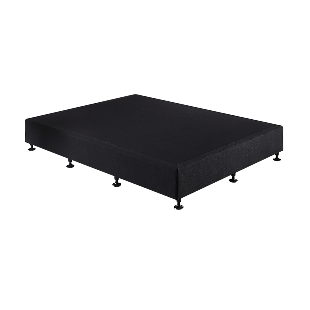 Beds & Bed Frames: Palermo King Single Ensemble Bed Base Midnight Black Linen Fabric