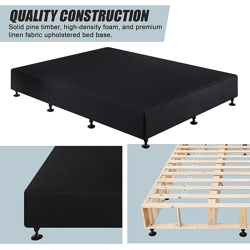 Beds & Bed Frames: Palermo King Single Ensemble Bed Base Midnight Black Linen Fabric