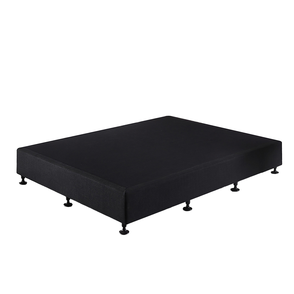 Beds & Bed Frames: Palermo King Single Ensemble Bed Base Midnight Black Linen Fabric