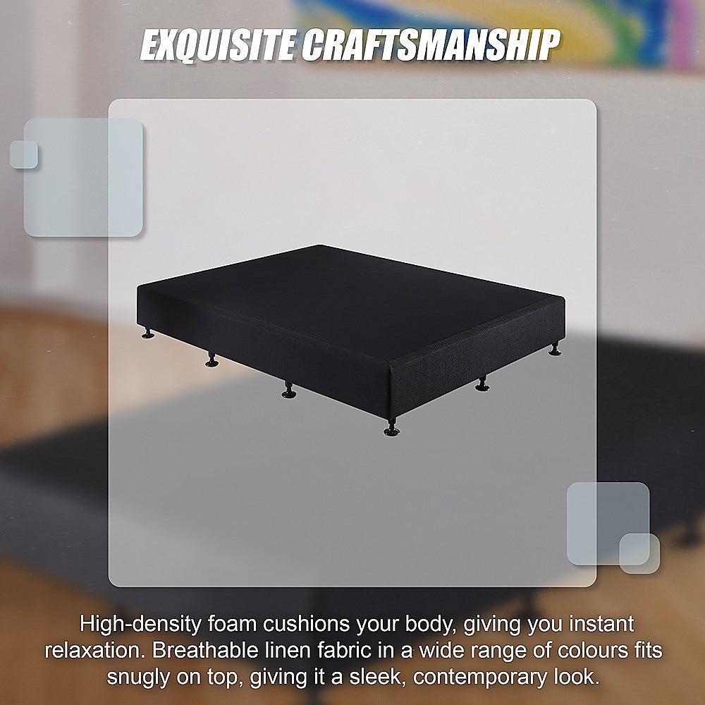 Beds & Bed Frames: Palermo King Single Ensemble Bed Base Midnight Black Linen Fabric