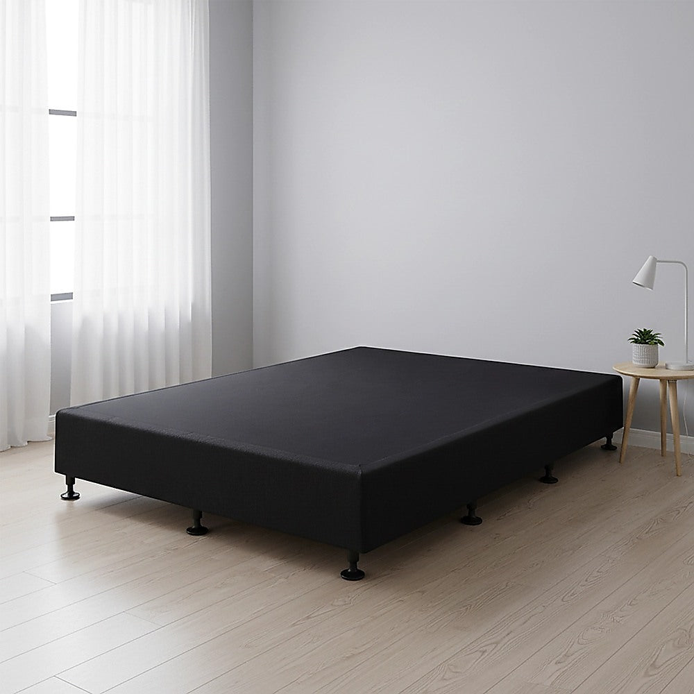 Beds & Bed Frames: Palermo King Single Ensemble Bed Base Midnight Black Linen Fabric
