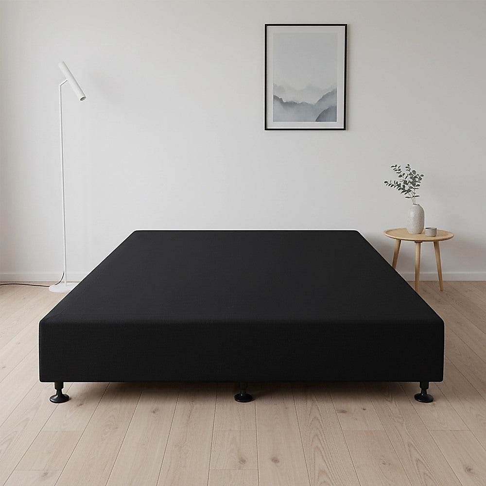 Beds & Bed Frames: Palermo King Single Ensemble Bed Base Midnight Black Linen Fabric